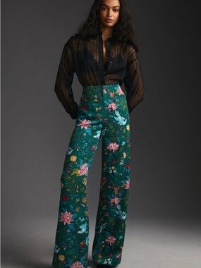 Anthropologie Maeve wide leg pants floral size 10